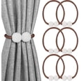 thumbnail image 1 of 6 Pack Magnetic Curtain Tiebacks, Decorative Curtain Holdbacks for Window Décor (Coffee), 1 of 5