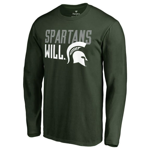 Men's Green Michigan State Spartans Hometown Collection Spartans Will Long Sleeve T-Shirt