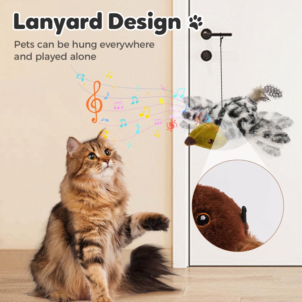 2026 New Flappy Chase Cat Toy, Interactive Chirping Bird Cat Toy with Remote Control, Chirping Bird Cat Toy Flapping Wings, Flying Interactive Simulation Electric Cat Toy (Grey)