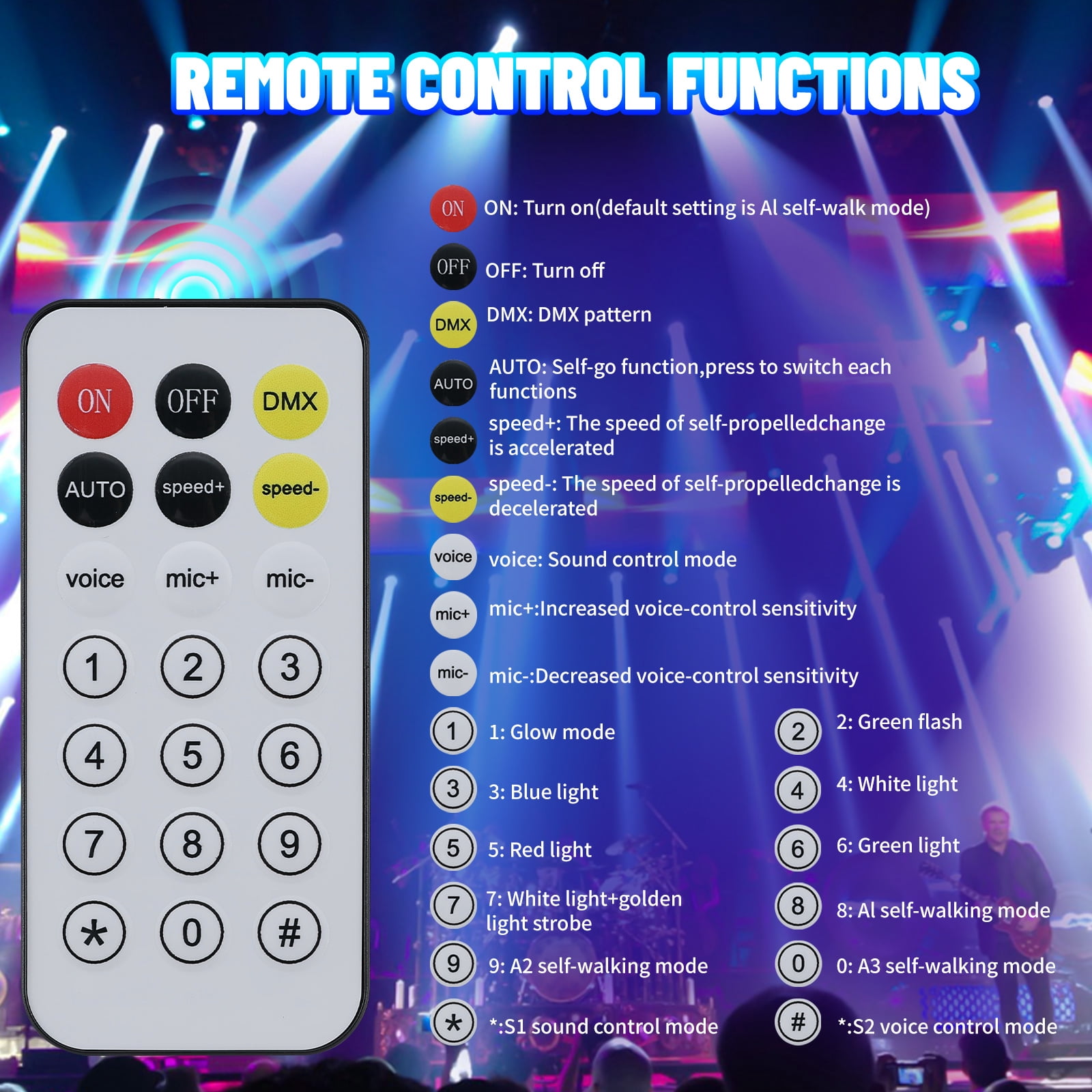Moving Head DJ Lights,  6 Arm RGBW LED 150W Disco Stage Light with Mixed Lighting Effects, Sound Activated, DMX 512 Remote Control DJ Lights for Disco Club Wedding Party (Mixed Light)
