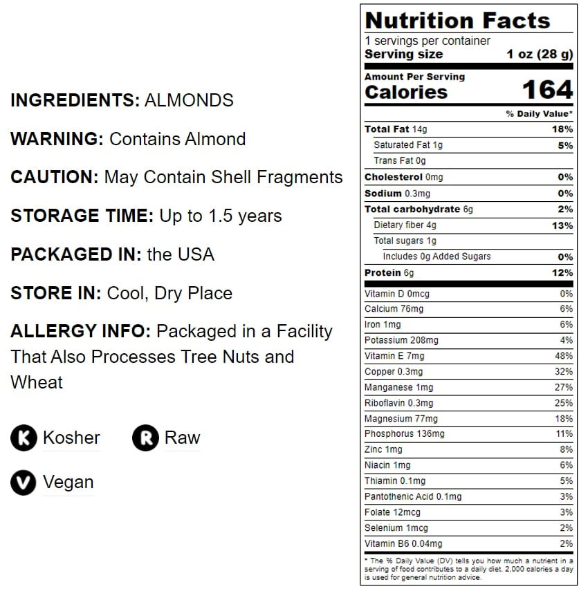 Natural Sliced Almonds, 3 Pounds — Kosher, Raw, Vegan — by Food to Live