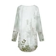 thumbnail image 4 of Women's Shirts Fashion Floral Print Long Blouses Casual Round Neck Loose Shirt Drop Shoulder Tunic Tops Spring Summer Long Sleeved Pullover Top Style 09 XL, 4 of 5