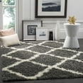 thumbnail image 3 of SAFAVIEH Dallas Logan Geometric Shag Area Rug, Dark Grey/Ivory, 4' x 4' Square, 3 of 7