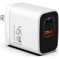 thumbnail image 1 of Cargador Vebner Dual USB-C USB-A Fast GaN de 45 W, color blanco, 1 of 5