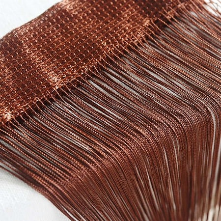 WEKDKAI French Window Livingroom String Curtains 19.7*78.7in Home Door Privacy Screen Balcony Decorative Valance Patio Space Divider Fringe Net Sheer(Coffee) Curtain Set Clearance