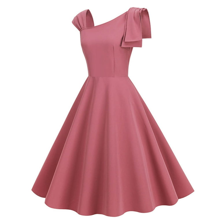 XFLWAM Womens 50s 60s Vintage Cocktail Swing Dress 1950s Wedding Semi Formal  Party Rockabilly Evening Prom Dress