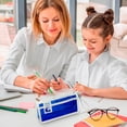 thumbnail image 2 of B Transparent Large Triangular Pencil Case Large Capacity Student Stationery Storage Bag Cloth 8.27X3.94X2.95 Inches Portable Girls Makeup Bag, 2 of 7