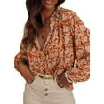 thumbnail image 1 of ORUYROP Blouses Décontractées Boho à Imprimé Floral Col en V Manches Longues Amples pour Femmes, 1 of 7