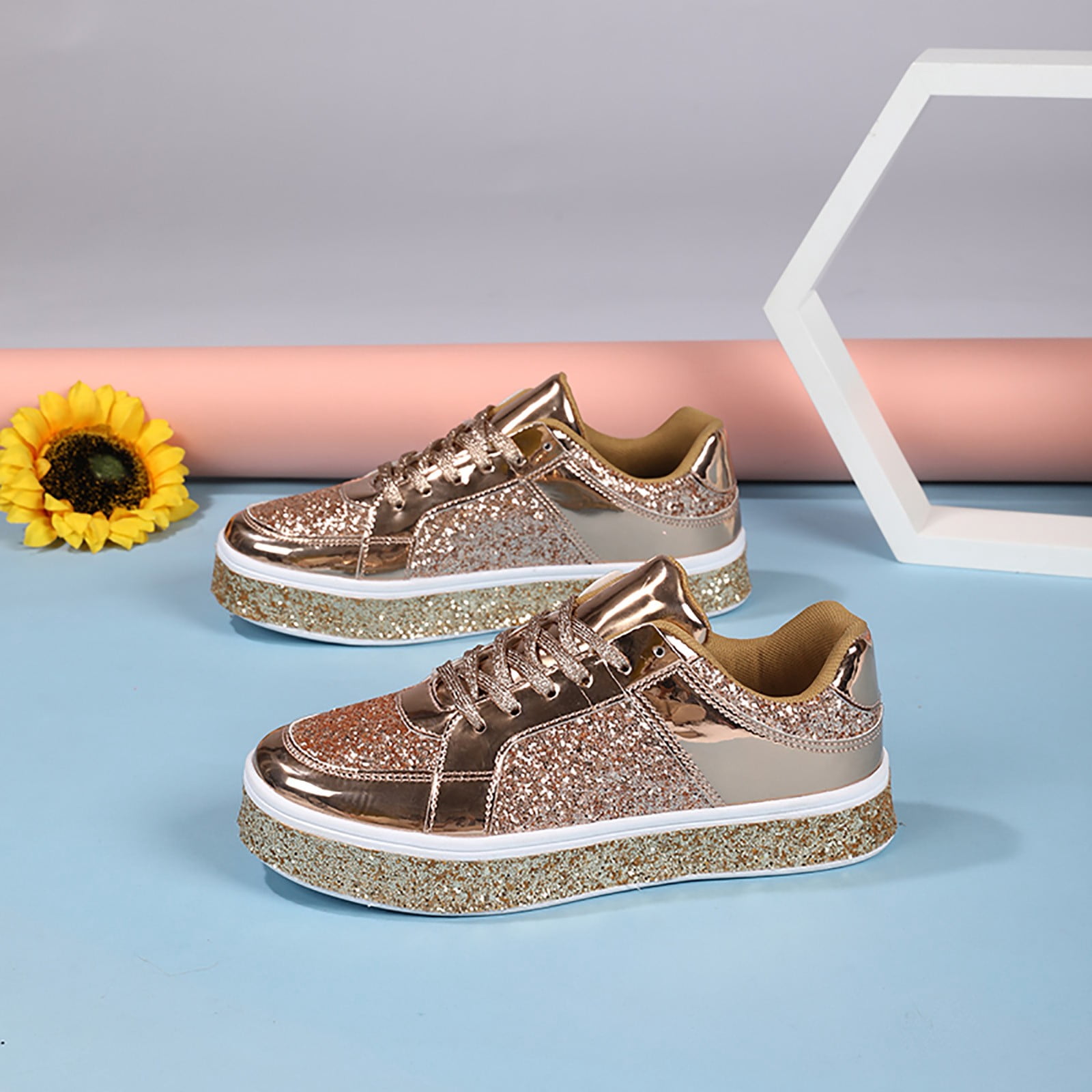 rose gold sparkly sneakers