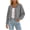 Gray, variant on Women's Cardigan Crew Neck Button Down Waffle Knit Long Sleeve Pocket Cropped Sweater Jacket