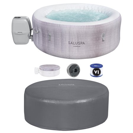 Bestway Cancun SaluSpa Hot Tub Spa & EnergySense Thermal Cover  Gray