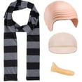 thumbnail image 2 of Minions Role-Playing Costume Set with Bald Cap, Scarf, and Fake Nose Halloween Party Accessory Set, 2 of 5