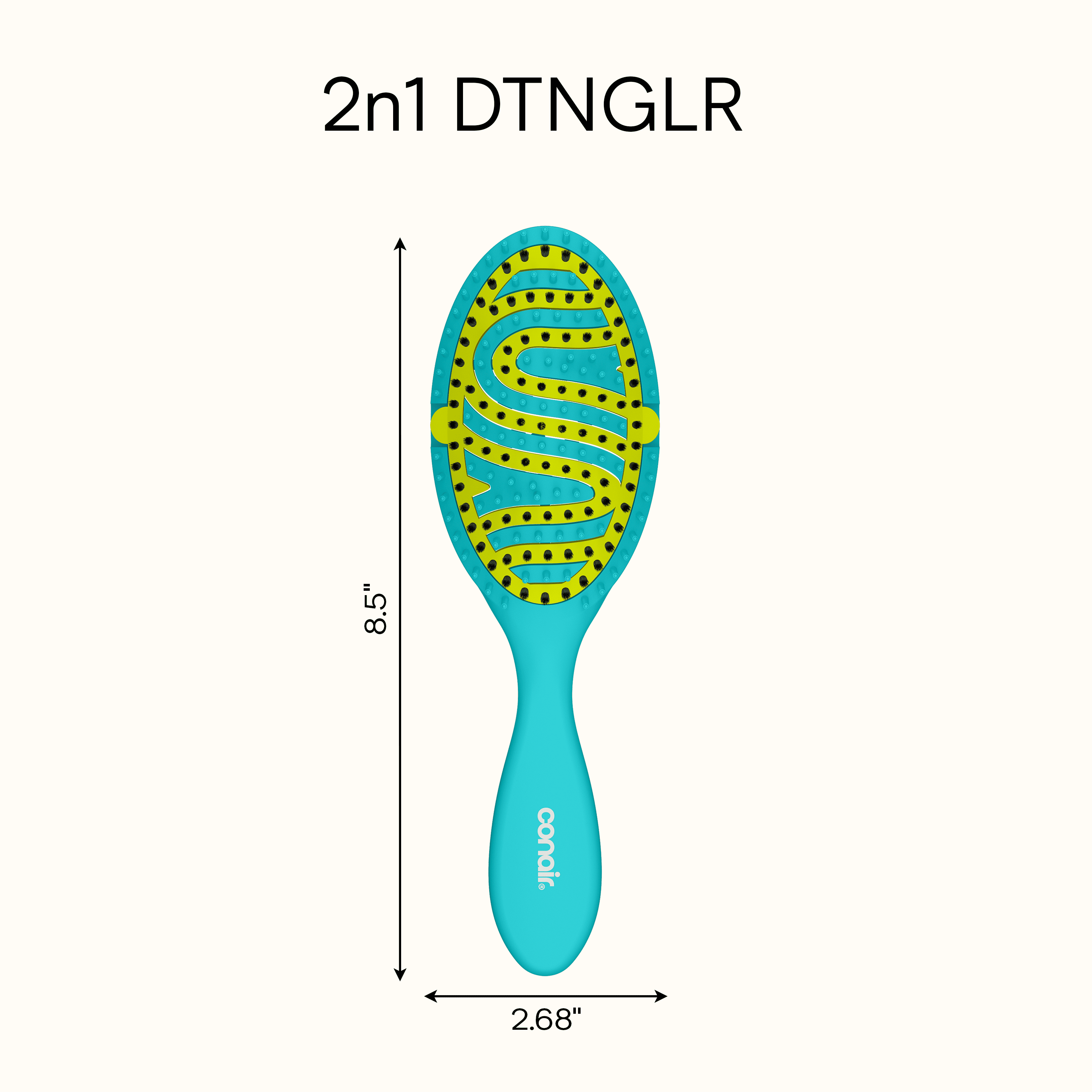 Conair 2n1 DTNGLR Detangle and Shine Brush with Pop-On Boar-Bristle Attachment, 1 Count