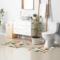 thumbnail image 6 of Yayeee Bath Rugs for Bathroom Floor Set of 2 Non Slip Fluffy Soft Absorbent Mat, Beige Playful Stamp, 6 of 7