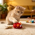 thumbnail image 5 of Star Style Plush Mouse Cat Toy 5.5 Inch, Mixed Color Feather Tail Simulated Mouse for Kittens, Red, 5 of 6