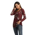 thumbnail image 4 of XCHQRTI Flower Hide Belly Blouses for Women Henley Long Sleeve Shirt Summer Basic Flowy Tunic Blouse Tops, 4 of 7