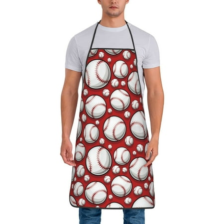 

Adjustable Bib Apron - Cute Baseball B Waterdrop Resistant Cooking Apron Kitchen Aprons for Men Women