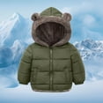 thumbnail image 5 of lnmuld Kids Jacket Reversible Girls Hooded Jacket with Bear Ears Winter Warm Thickened Padded Coat Long Sleeve Outwear for Cold Weather Solid Color Size:18-24 Months, 5 of 6