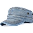 thumbnail image 1 of ORUYROP Washed Cotton Military Caps Cadet Army Caps Unique Design Vintage Flat Top Cap, 1 of 7