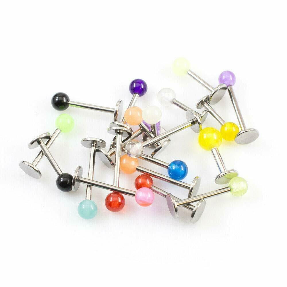 EG Gifts 20 Labret Monroe Studs 14g and 16g Mix Lengths with Solid
