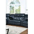 thumbnail image 3 of Home Theater Sectional Power Reclining Couch Consoles Recliner Chairs Loveseat Gel Leatherette Navy Blue Living Room Furniture, 3 of 9
