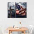 thumbnail image 2 of Nawypu Patriotic Canvas Wall Art American Flag and Holy Wooden Cross for Living Room Stretched and Print on Canvas Contemporary Art Modern Home Decoration Christmas Wal 20x16in, 2 of 4