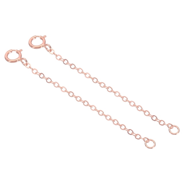Unique Bargains 2 Inch S925 Silver Necklace Extender Gold Plated Chain Extenders Extension, Rose Gold 2 Pack