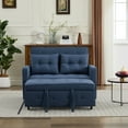 thumbnail image 3 of CQSXDA 3-in-1 Convertible Sleeper Chair Bed in Linen with USB Ports and Side Pocket, Adjustable Armchair Sofa, Blue, 3 of 18