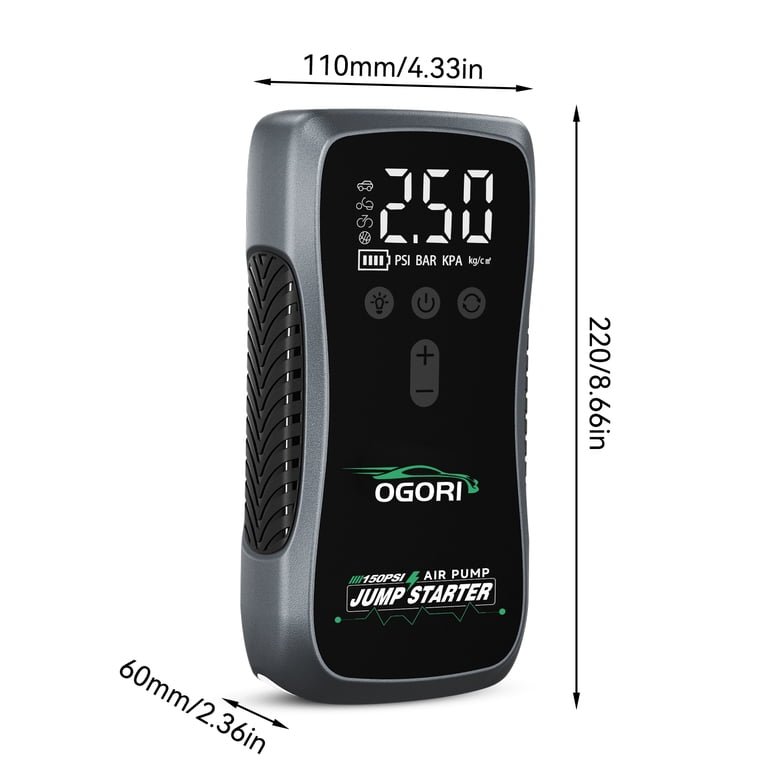 OGORI NEW ジャンプスターター 7000A 21800mAh OGORI 7000A Car Jump Starter with Air Compressor 150PSI, 12V