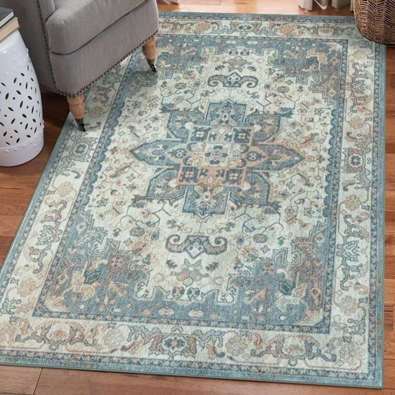 Luxe Weavers Oriental Geometric Blue 8x10 Area Rug, Non-Shedding Rug