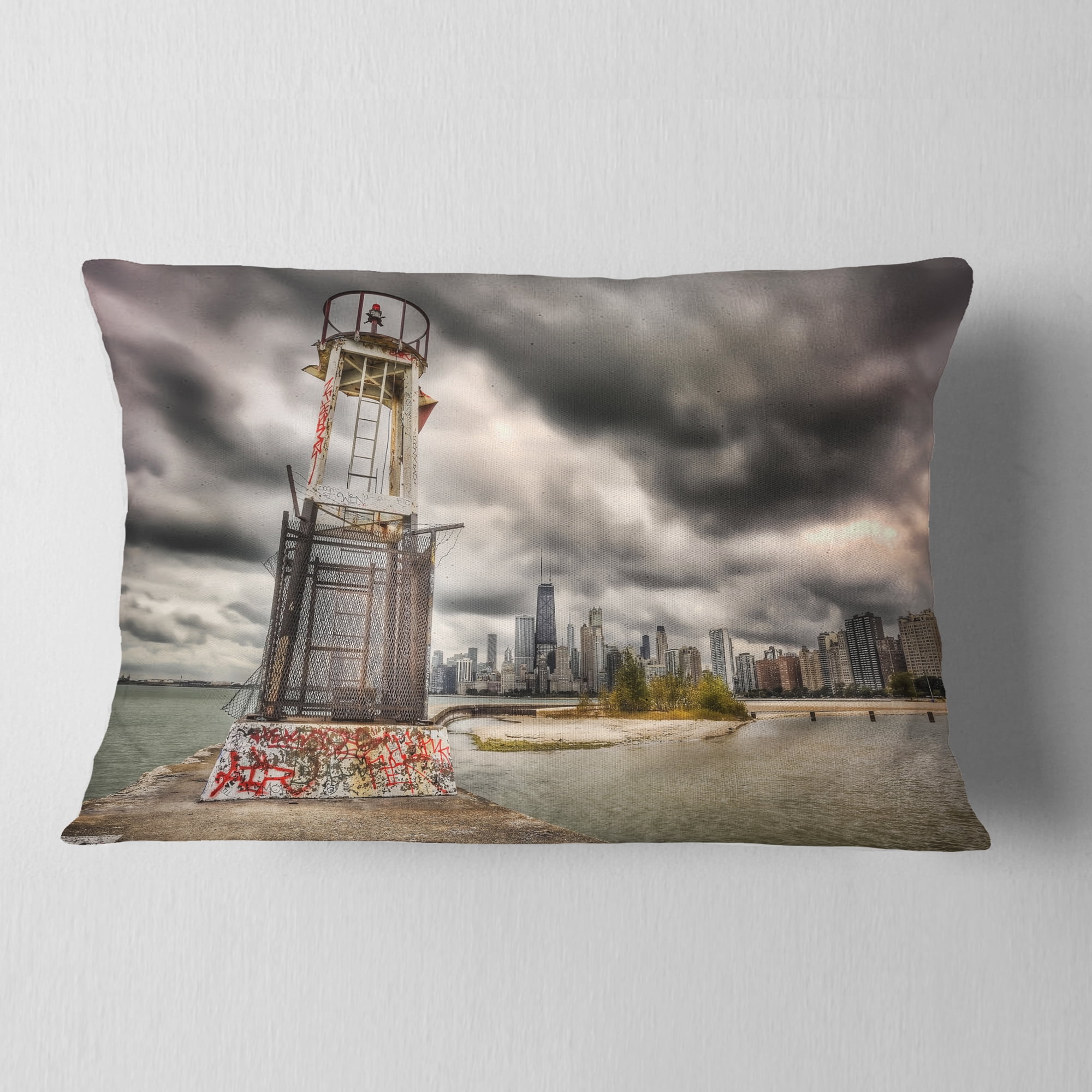 Designart 12" x 20" Multi-color Polyester Throw Pillow