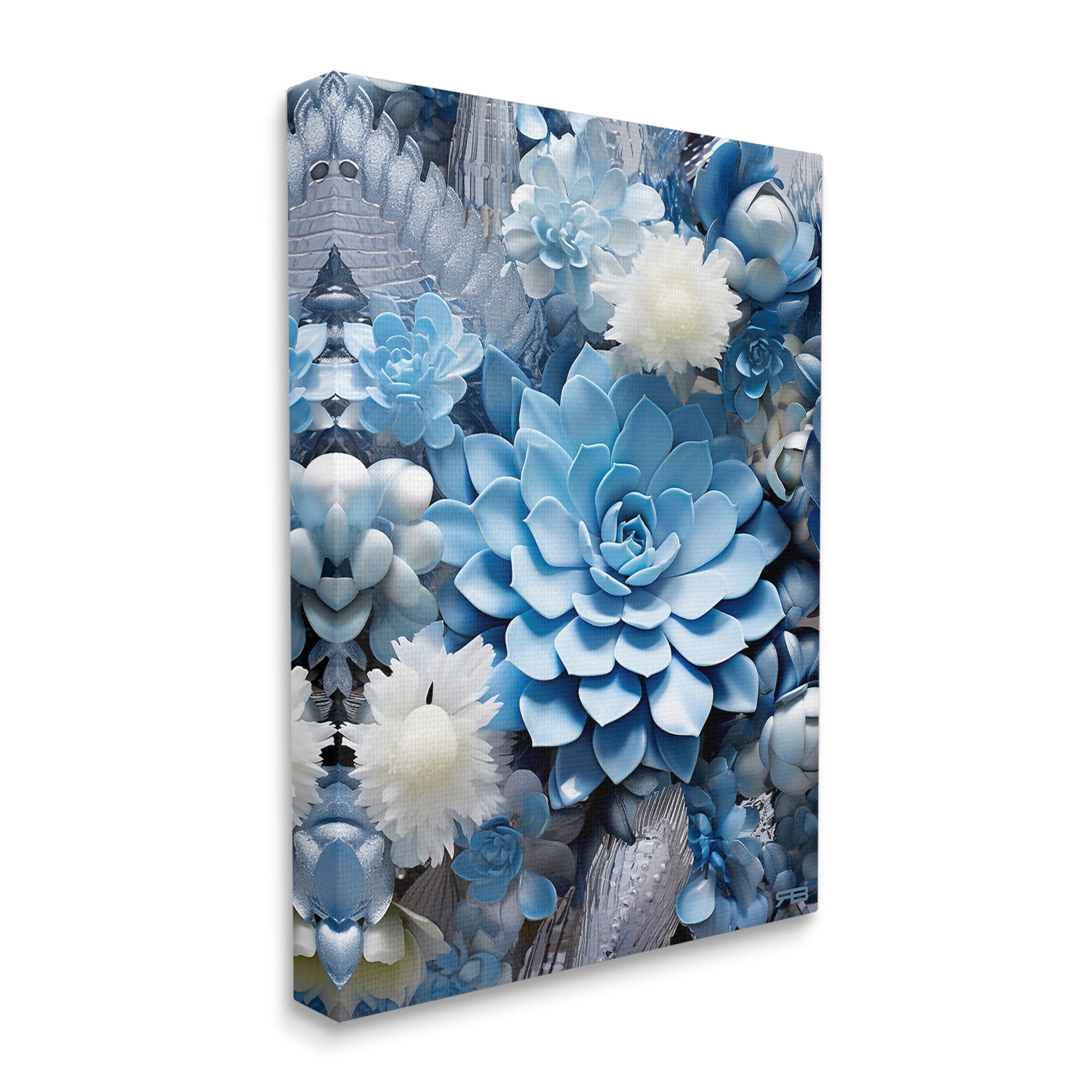 Stupell Industries Blue Varied Succulents Botanical & Floral Painting Gallery Wrapped Canvas Art Print Wall Art, 16 x 20