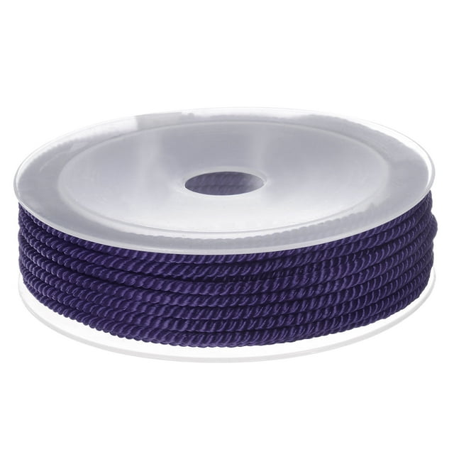 Unique Bargains Twisted Nylon Twine Thread Beading Cord 3mm 7M/23 Feet Extra Strong Braided Nylon String, Dark Purple