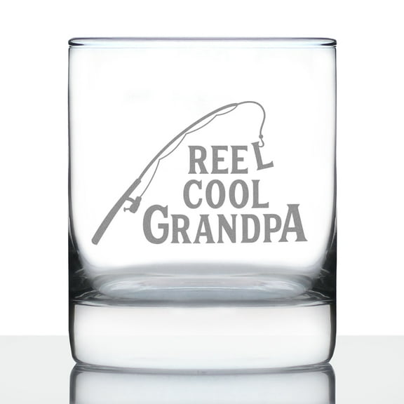 Bevvee Whiskey Rocks Glass 10.25 oz Reel Cool Grandpa Gifts for Grandpa Glassware & Drinkware