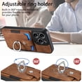 thumbnail image 3 of Jiahe Cover for iPhone 14, Wallet Case with Built-in 360°Rotation Ring Stand,Anti-Drop Shockproof Credit Card Slots Lens Protector Cover,Support Magnetic Car Mount,, brown, 3 of 8