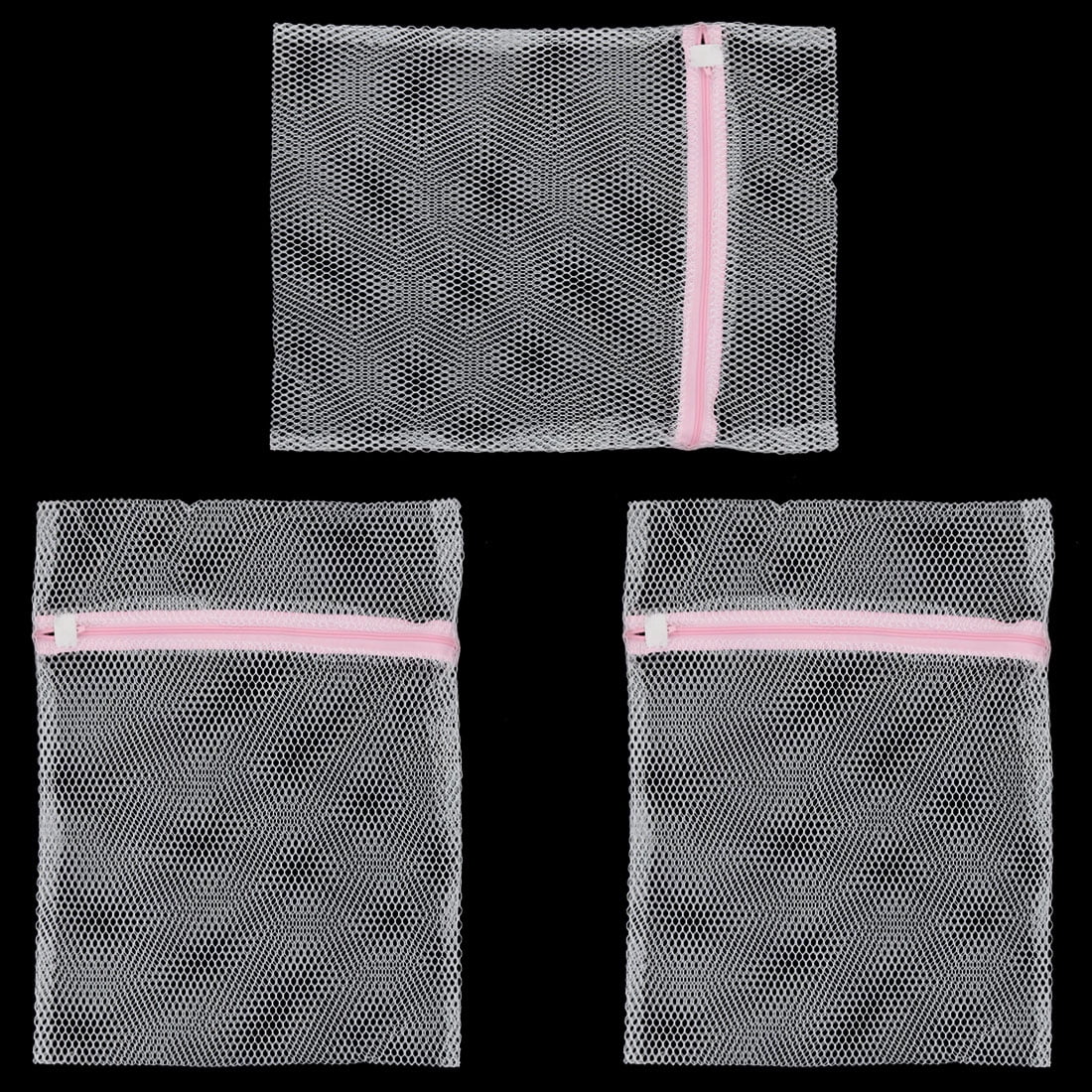Unique Bargains Household Laundry Clothes Underwear Mesh Zippered Washing Bag 3pcs