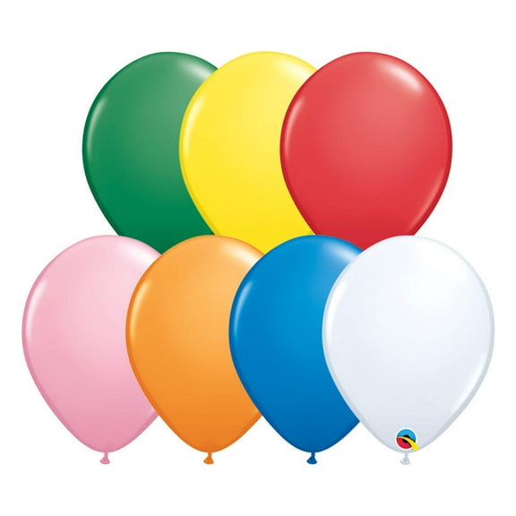 Qualatex 11" Assorted W/White Standard Latex Balloons (100ct)