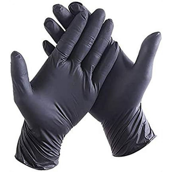 Eunicole Black Nitrile Examination Powder-Free Gloves, Textured, Non Sterile, Latex-Free and Allergy Free, Black, X-Large (1inner of 100pcs)