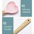 thumbnail image 4 of Apooke Heart-shaped Wood Handle Silicone Spoon Household Kitchen Cooking Spoons, 4 of 11