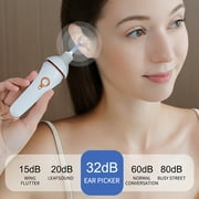 Electric Ear Suction Device, Automatic Electric Vacuum Ear Pick, Ear Cleaner Earwax Remover with LED Light for Earwax Removal, Soft Prevent Ear Pick Clean Tools Set, White
