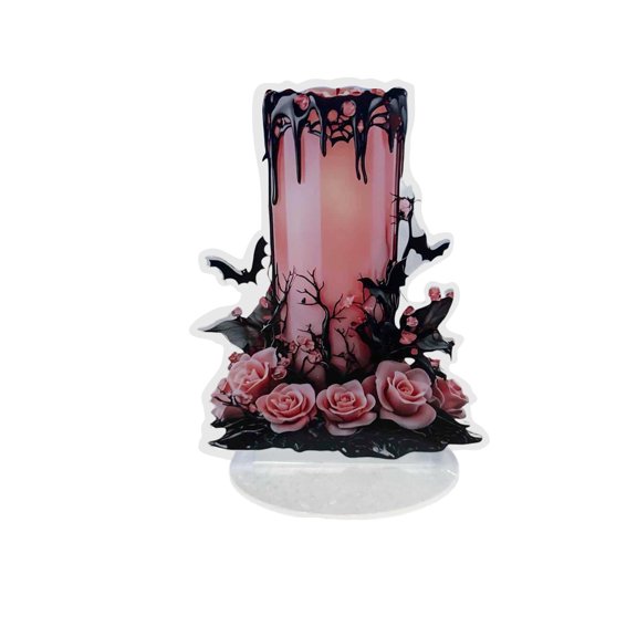 Halloween Acrylic Tabletop Decor Candle Silhouette Standee Freestanding Seasonal Display Piece for Shelf Desk Mantel