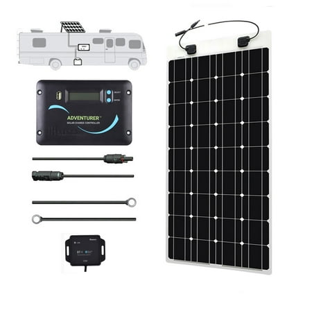 Renogy 100 Watt 12 Volt Solar RV Kit with Flexible Solar Panel, Advanturer Controller, and BT (Best Solar Panels For Rv Use)