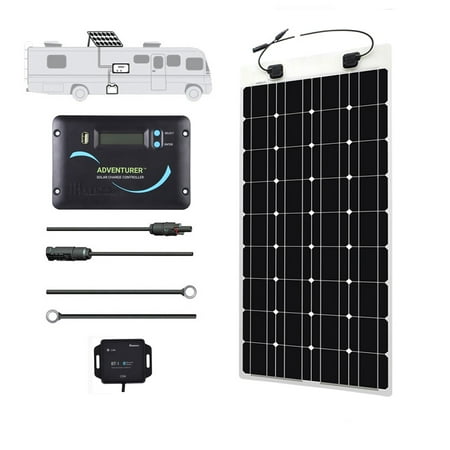 Renogy 100 Watt 12 Volt Solar RV Kit with Flexible Solar Panel, Advanturer Controller, and BT Module