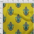 thumbnail image 2 of oneOone Silk Tabby Medium Yellow Fabric Leaves & Paisley Block Sewing Material Print Fabric By The Yard 42 Inch Wide, 2 of 4