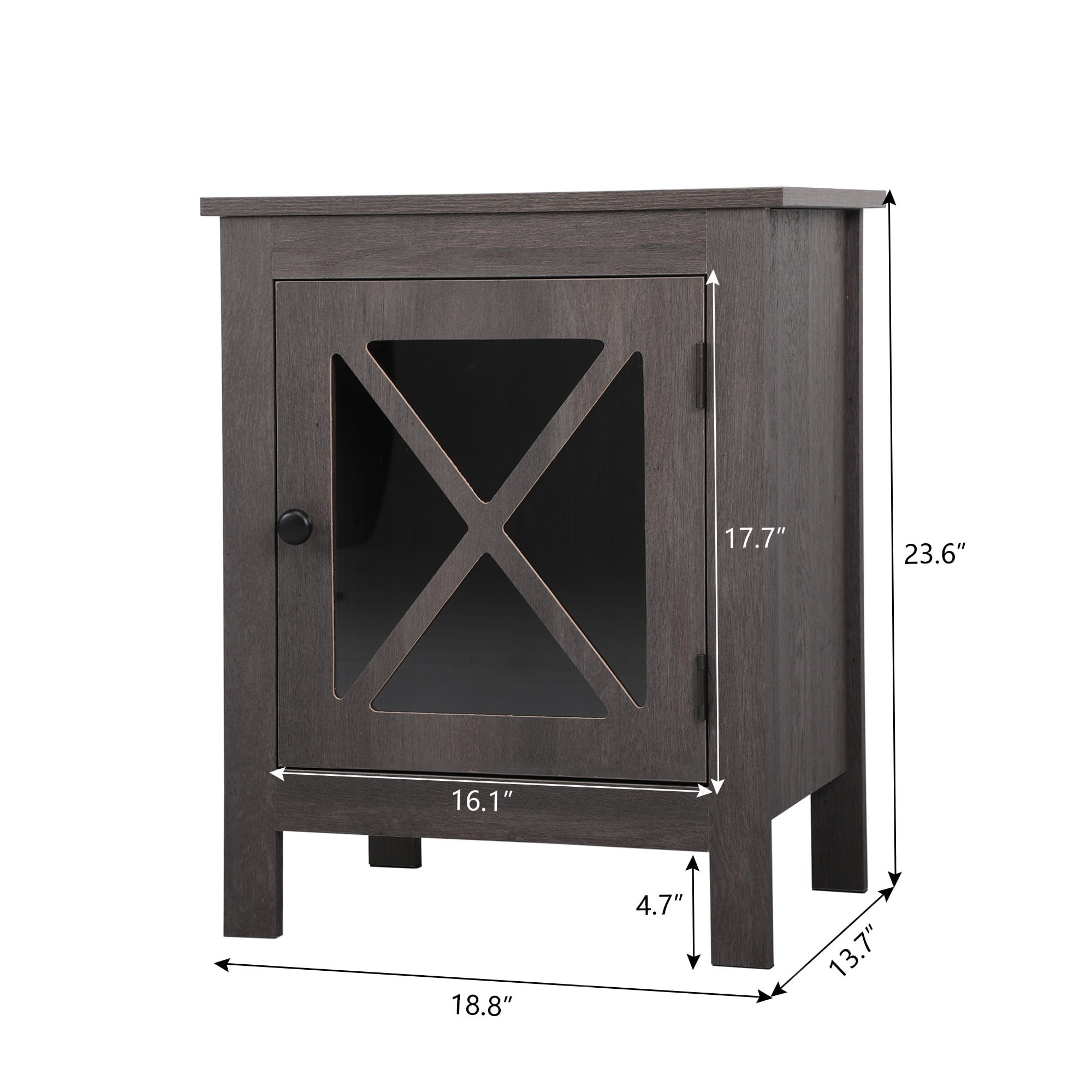 Private Jungle Set of 2 Vintage Wood Nightstand End Table Accent Cabinet W/Glass Door for Bedroom Office,Dark Gray Private Jungle Set of 2 Vintage Wood Nightstand End Table Accent Cabinet W/Glass Door for Bedroom Office,Dark Gray