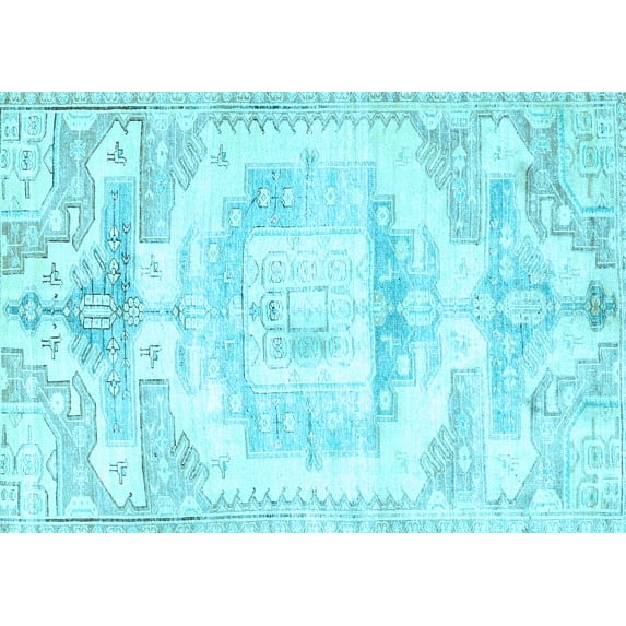 Ahgly Company Indoor Rectangle Persian Light Blue Traditional Area Rugs, 8' x 10'