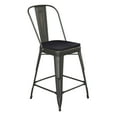thumbnail image 2 of BizChair Commercial Grade 24" High Copper Metal Indoor-Outdoor Counter Height Stool with Back with Black Poly Resin Wood Seat, 2 of 12