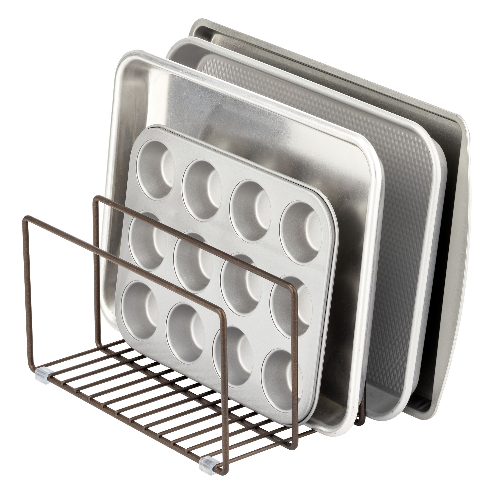 mDesign Steel Cookware Storage Organizer Rack for Kitchen - 2 Pack - Bronze