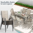 thumbnail image 6 of Pirecart Patio Dining Set of 7, Patio Table and Chairs set with Umbrella Hole, Widened Table and 6 Stackable Textilene Chair, for Lawn, Deck, Poolside, Backyard, Brown, 6 of 12