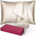 thumbnail image 3 of DEELLEEO Silk Pillowcase 2 Pack for Hair and Skin, 22 Momme 100% Mulberry Silk, Double-Sided Silk Pillow Cases with Hidden Zipper (Champagne, King 20" x 36"), 3 of 5
